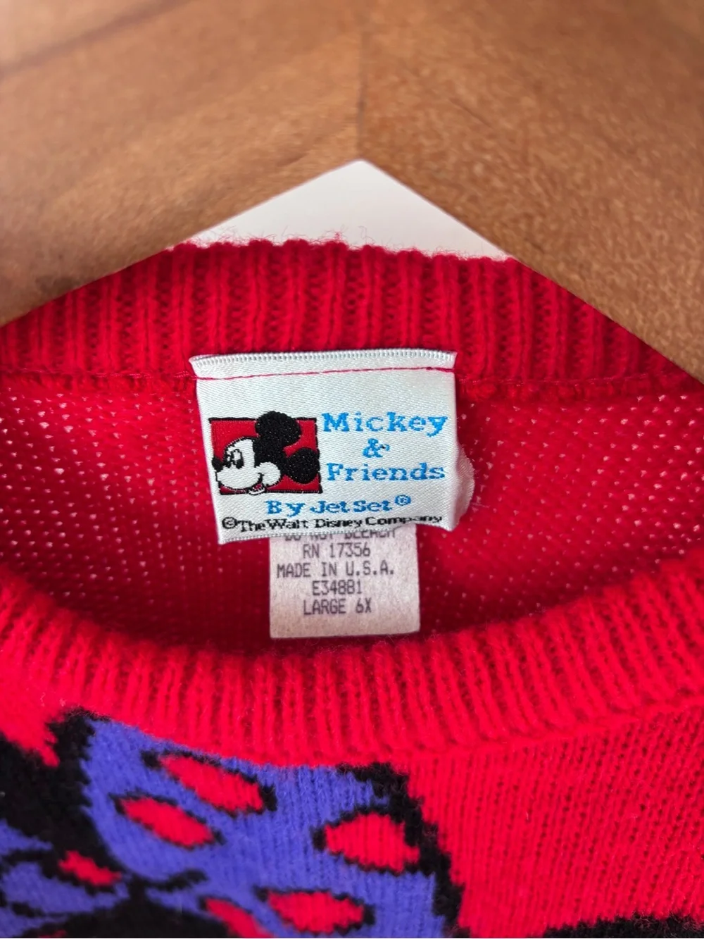 Vintage Disney Red Sweater with Black & Purple Minnie Detail